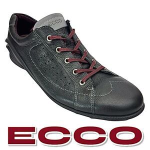 ECCO Black Comfort Sneakers Walking Shoes Durable Rubber Sole Casual Mens